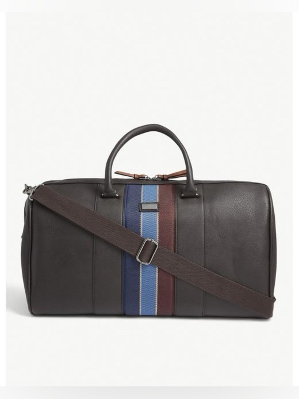 Ted Baker Navy, Light Blue & Burgundy Striped Accent duffel travel bag